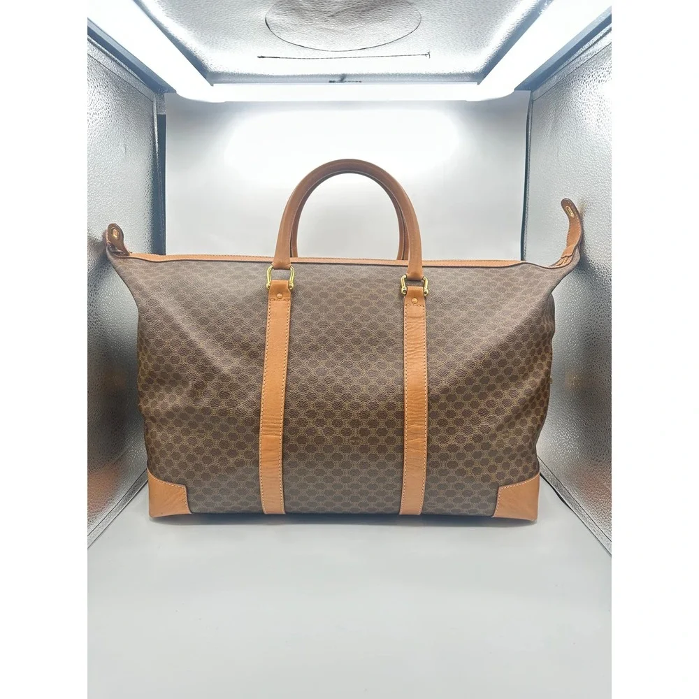 Vintage Celine Macadam Canvas Boston Bag XL Weekender Travel Duffle Carry-On - Picture 3 of 15
